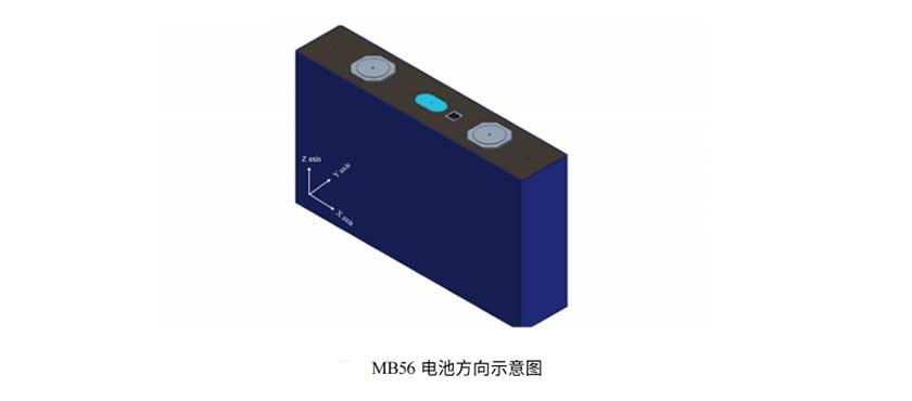 EVE億緯鋰能MB56 3.2V628AH鋰離子電池方向示意圖