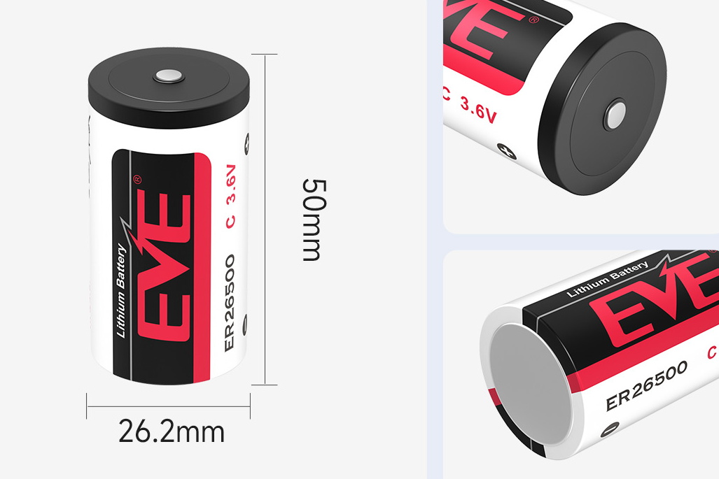 EVE ER26500 3.6v一次鋰亞硫酰氯（Li-SOCl?）8500mAh電池尺寸與細(xì)節(jié)